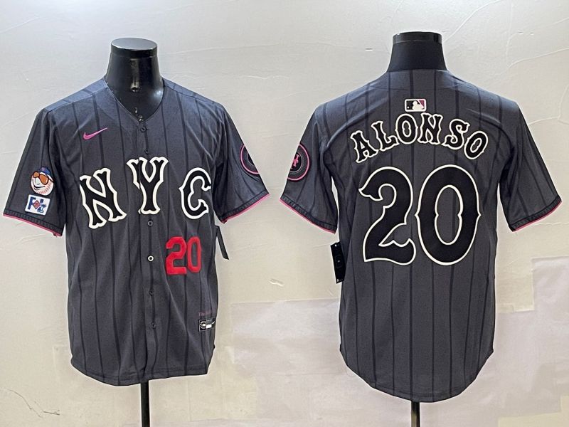 Men New York Mets 20 Alonso Black City Edition 2025 Nike MLB Jersey style 5